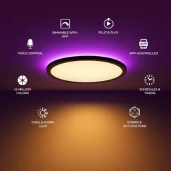 Calex Smart LED-Deckenlampe HALO Ø 40cm schwarz IP54 RGB CCT