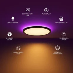 Calex Smart LED-Deckenlampe HALO Ø 30cm schwarz IP54 RGB CCT