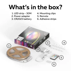 Calex Smart LED-Streifen, Länge 30 m, RGB, CCT Fernbedienung