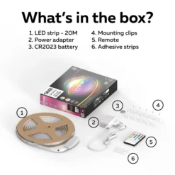 Calex Smart LED-Streifen, Länge 20 m, RGB, CCT Fernbedienung