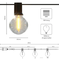 Calex Solar-LED-Lichterkette Vista, Länge 20 Meter, IP44