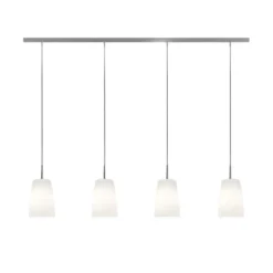 Casablanca Hängelampe Mesa, weiß, Glas, 4-flg., 120 cm, E27