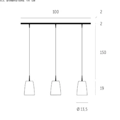 Casablanca Hängelampe Mesa, weiß, Glas, 3-flg., 100 cm, E27