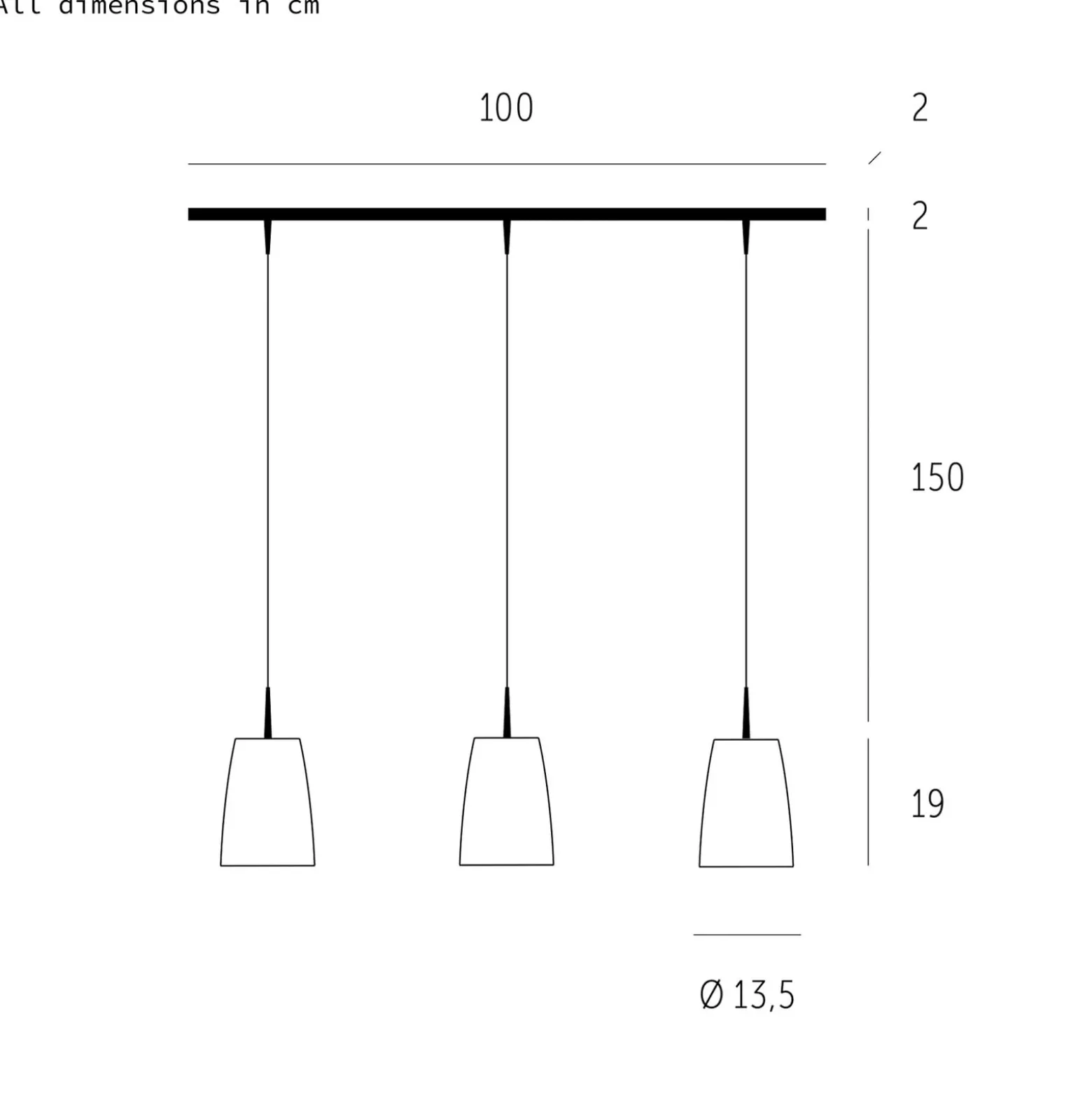 Casablanca Hängelampe Mesa, weiß, Glas, 3-flg., 100 cm, E27