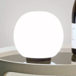 Casablanca Tischlampe Acai, weiß/schwarz, Glas, Ø 16 cm, E27