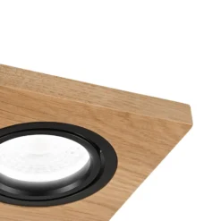 Deckeneinbaulampe Tobby, 10 x 10 cm, 3er-Set Eichenholz GU10
