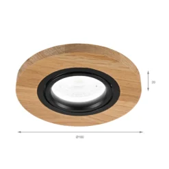 Deckeneinbauleuchte Tobby, Ø 10 cm, 3er-Set, Eichenholz GU10