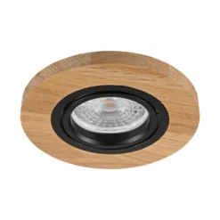 Deckeneinbauleuchte Tobby, Ø 10 cm, 3er-Set, Eichenholz GU10