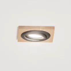 Deckeneinbauleuchte Tobby, 10 x 10 cm, Eichenholz, GU10