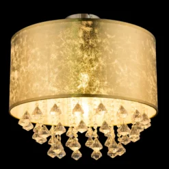 Deckenlampe Amy mit Acrylkristallen, blattgold
