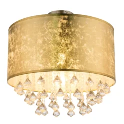 Deckenlampe Amy mit Acrylkristallen, blattgold