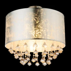 Deckenlampe Amy mit Acrylkristallen, blattsilber
