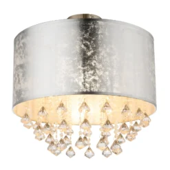 Deckenlampe Amy mit Acrylkristallen, blattsilber