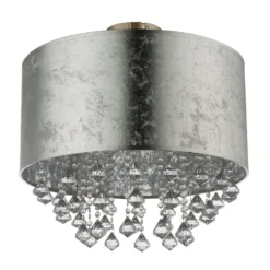 Deckenlampe Amy mit Acrylkristallen, blattsilber
