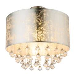 Deckenlampe Amy mit Acrylkristallen, blattsilber