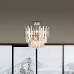 Deckenlampe Aspen Metall chromfarben, Glaskristalle, Ø 45 cm