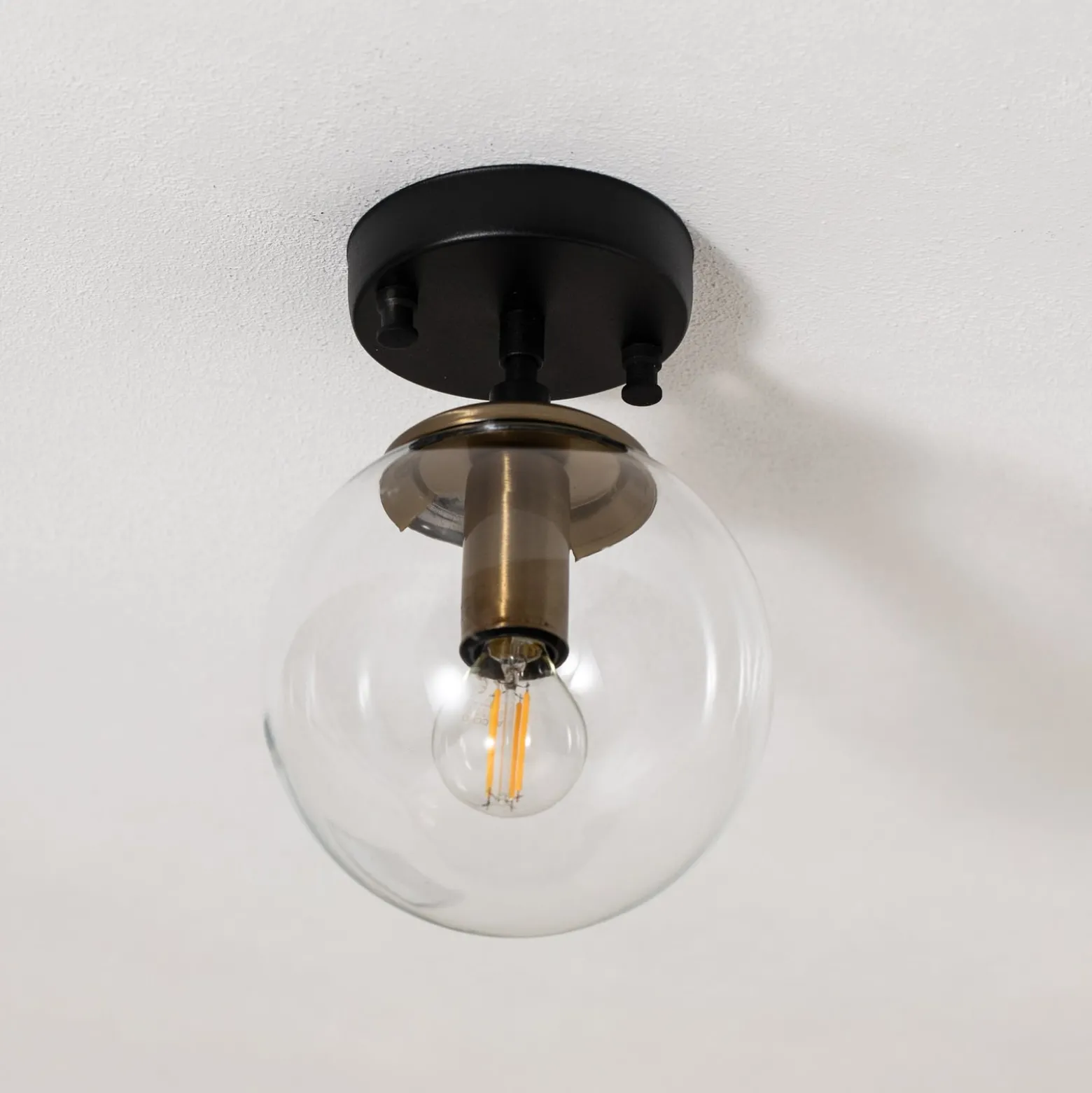 Deckenlampe Atmaca 10205 gold antik/schwarz Glas klar Ø 15cm