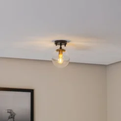 Deckenlampe Atmaca 10205 gold antik/schwarz Glas klar Ø 15cm