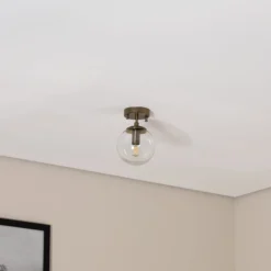 Deckenlampe Atmaca 10215, goldfarben antik, Glas klar Ø 15cm