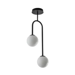 Deckenlampe Atria, opal/schwarz, Höhe 76 cm, Metall, 2-flg.