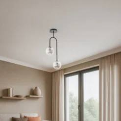 Deckenlampe Atria, rauchgrau/schwarz, Höhe 76 cm, 2-flg.