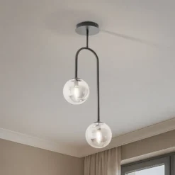 Deckenlampe Atria, rauchgrau/schwarz, Höhe 76 cm, 2-flg.