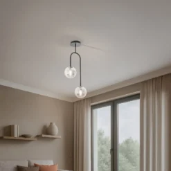 Deckenlampe Atria, rauchgrau/schwarz, Höhe 76 cm, 2-flg.