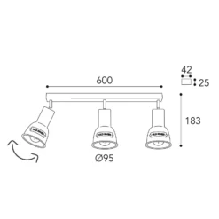 Deckenlampe Azali 1549.E27, 3-flg. messing antik