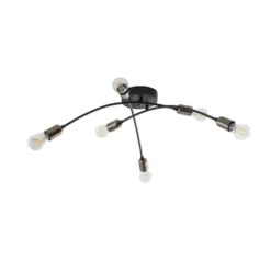 Deckenlampe Banana, schwarz, Metall, 67 cm, 6-flammig, E27