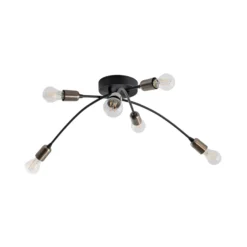 Deckenlampe Banana, schwarz, Metall, 67 cm, 6-flammig, E27