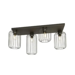 Deckenlampe Barn, 4-flammig, 83 cm, schwarz, Metall, E27