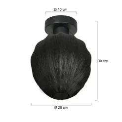 Deckenlampe Bloeba, schwarz, Ø 25 cm, Leinen/Metall