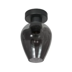 Deckenlampe Bloeba, schwarz/rauchgrau, Ø 15 cm, Glas Tropfen