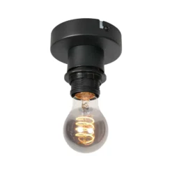 Deckenlampe Bloeba, weiß/schwarz, Ø 25 cm, Leinen/Metall