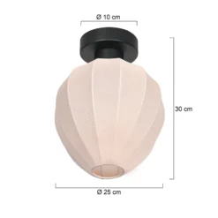 Deckenlampe Bloeba, weiß/schwarz, Ø 25 cm, Leinen/Metall