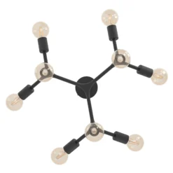 Deckenlampe Bocadella 1 in Schwarz, neunflammig
