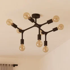 Deckenlampe Bocadella 1 in Schwarz, neunflammig