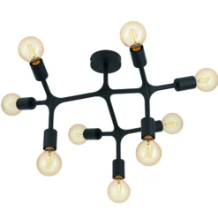 Deckenlampe Bocadella 1 in Schwarz, neunflammig
