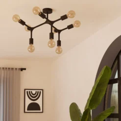 Deckenlampe Bocadella 1 in Schwarz, neunflammig