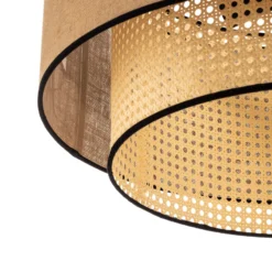 Deckenlampe Boho, braun/holz/schwarz, Ø 60 cm, Textil/Rattan