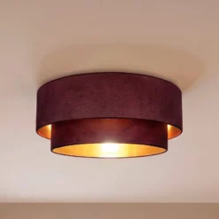 Deckenlampe Boho, dunkelrot/gold, Ø 60 cm, Textil, E27