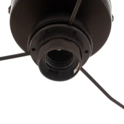 Deckenlampe Boho, weiß/holz/schwarz, Ø 45 cm, Textil/Rattan