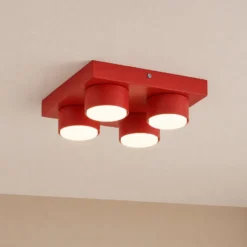 Deckenlampe Brix, rot, 23 cm lang, 4-flammig, GX53