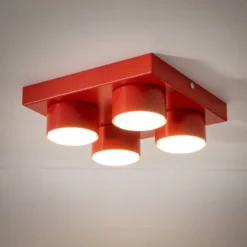 Deckenlampe Brix, rot, 23 cm lang, 4-flammig, GX53