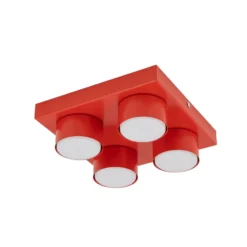 Deckenlampe Brix, rot, 23 cm lang, 4-flammig, GX53