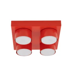 Deckenlampe Brix, rot, 23 cm lang, 4-flammig, GX53