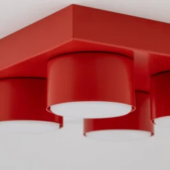 Deckenlampe Brix, rot, 23 cm lang, 4-flammig, GX53