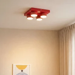 Deckenlampe Brix, rot, 23 cm lang, 4-flammig, GX53
