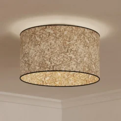 Deckenlampe Butterburn, Ø 38 cm, beige/grün, Stoff