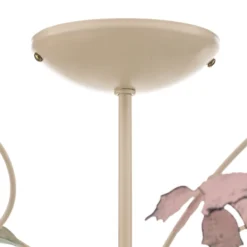 Deckenlampe BUTTERFLY, creme/grün/rosé, Edelstahl, 5-flammig